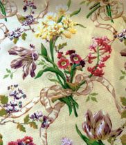 A pair of chintz cotton curtains in the elegant 'Clarissa' pattern by Colefax & Fowler; 100% cotton,