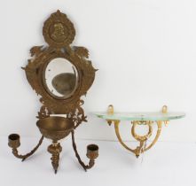 A mirrored bronze wall applique or sconce, possibly Swedish - late 19th / early 20th century, the