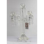 A large and fine modern five-light clear glass table candelabra by Villeroy & Boch: the taller