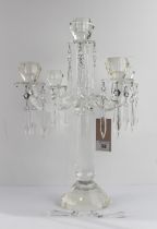 A large and fine modern five-light clear glass table candelabra by Villeroy & Boch: the taller