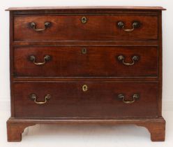 A late 18th century walnut chest of small proportions: the moulded top above three full-width