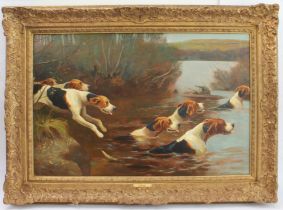 Alfred Duke (1836-1915) 'In Pursuit' oil on canvas, signed lower left, Colmore Galleries (Henley-