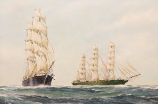 Frank Joseph Henry Gardiner (British, b.1942) The clipper ships Woollahra and Patriarch at sea oil