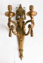 A French gilt bronze twin branch wall applique or sconce - early 20th century, in the Louis XVI