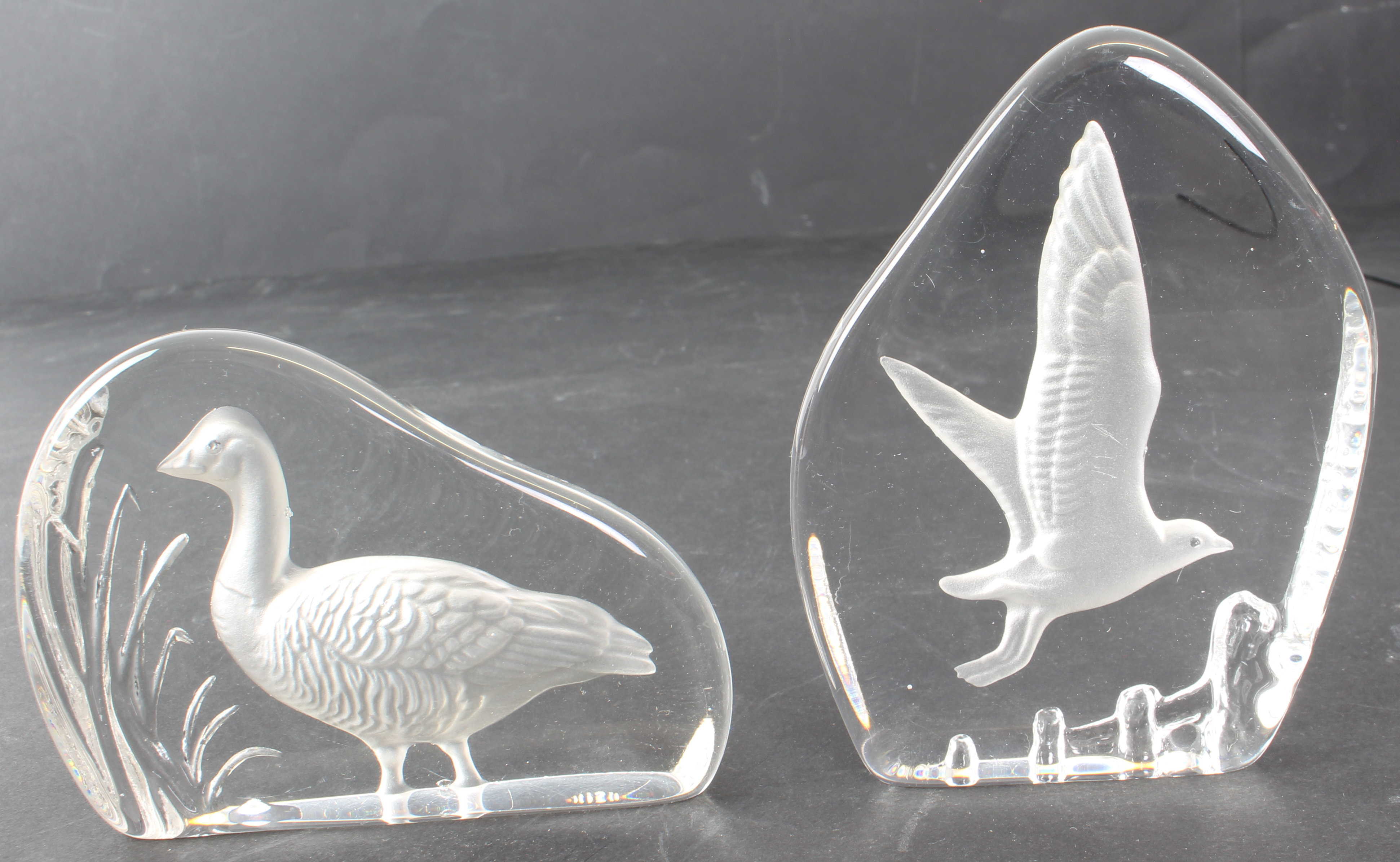 Twelve Wedgwood Crystal intaglio clear-glass bird paperweights - all with etched factory marks; - Image 8 of 26