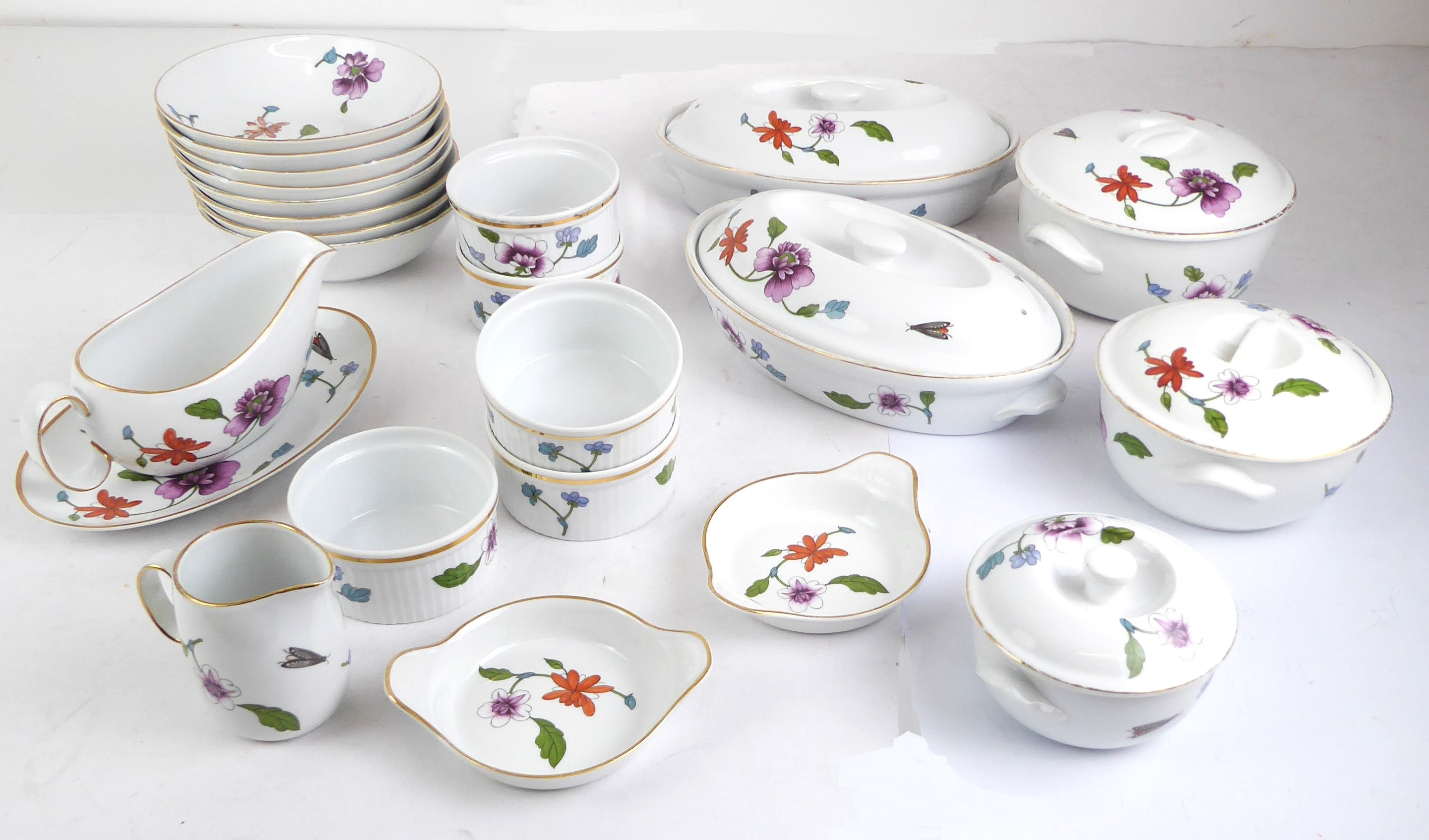 A selection of Royal Worcester porcelain oven to tableware 'Astley' pattern to comprise: 2 oval