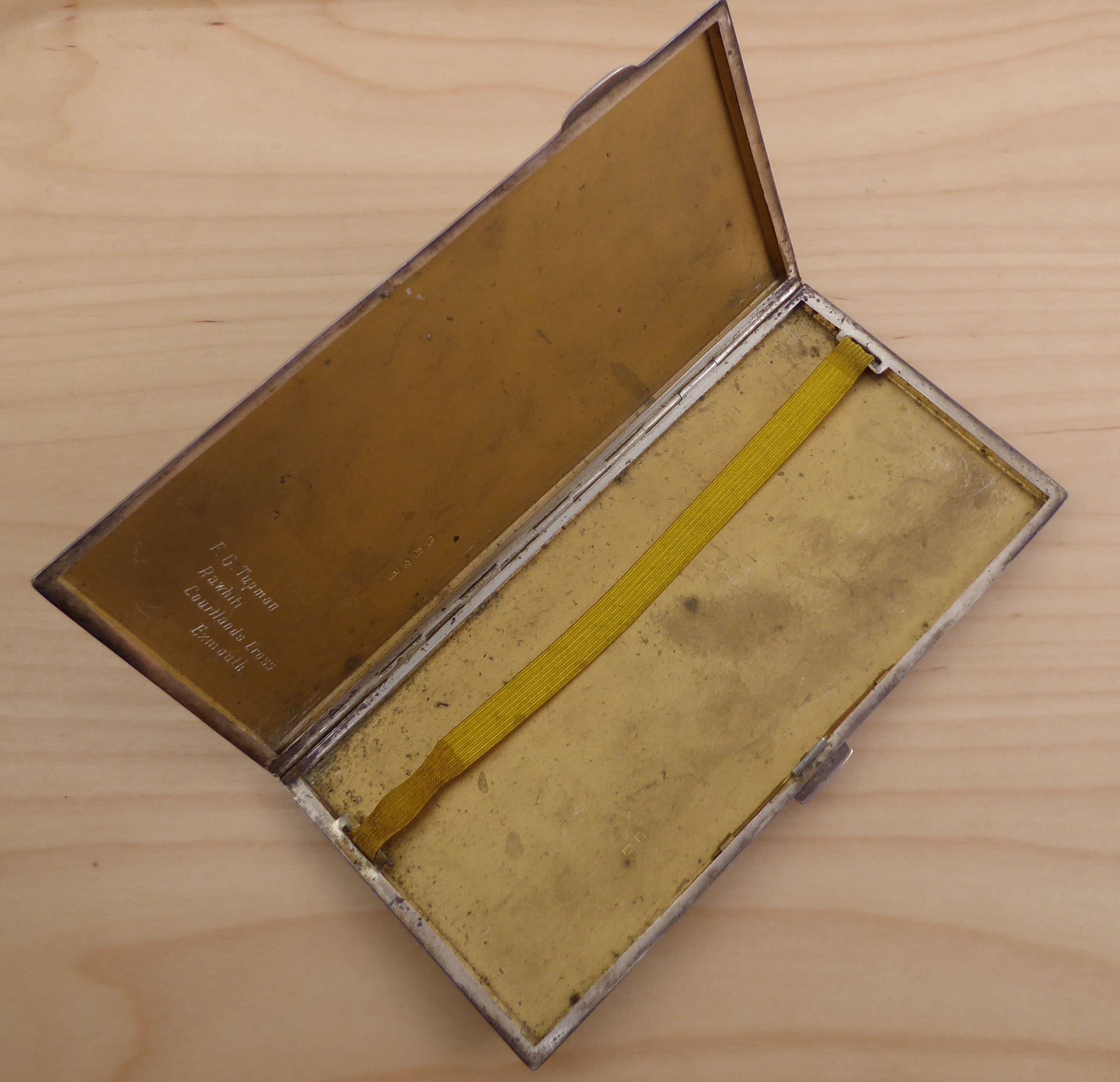 A George VI silver double cigarette case - Charles Edward Turner, Birm. 1941, rectangular with - Image 6 of 8