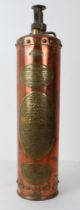 An antique fire extinguisher 'The Waterloo. Sole Makers and Patents Reed & Campbell. British Fire