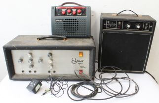 A JSH practice guitar amplifier, together with a Yamaha VA-5 guitar amplifier and a Selmer Treble