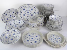 An extensive part-dinner service of Denmark pattern dinner ware by Johnson Bros., Furnivals and