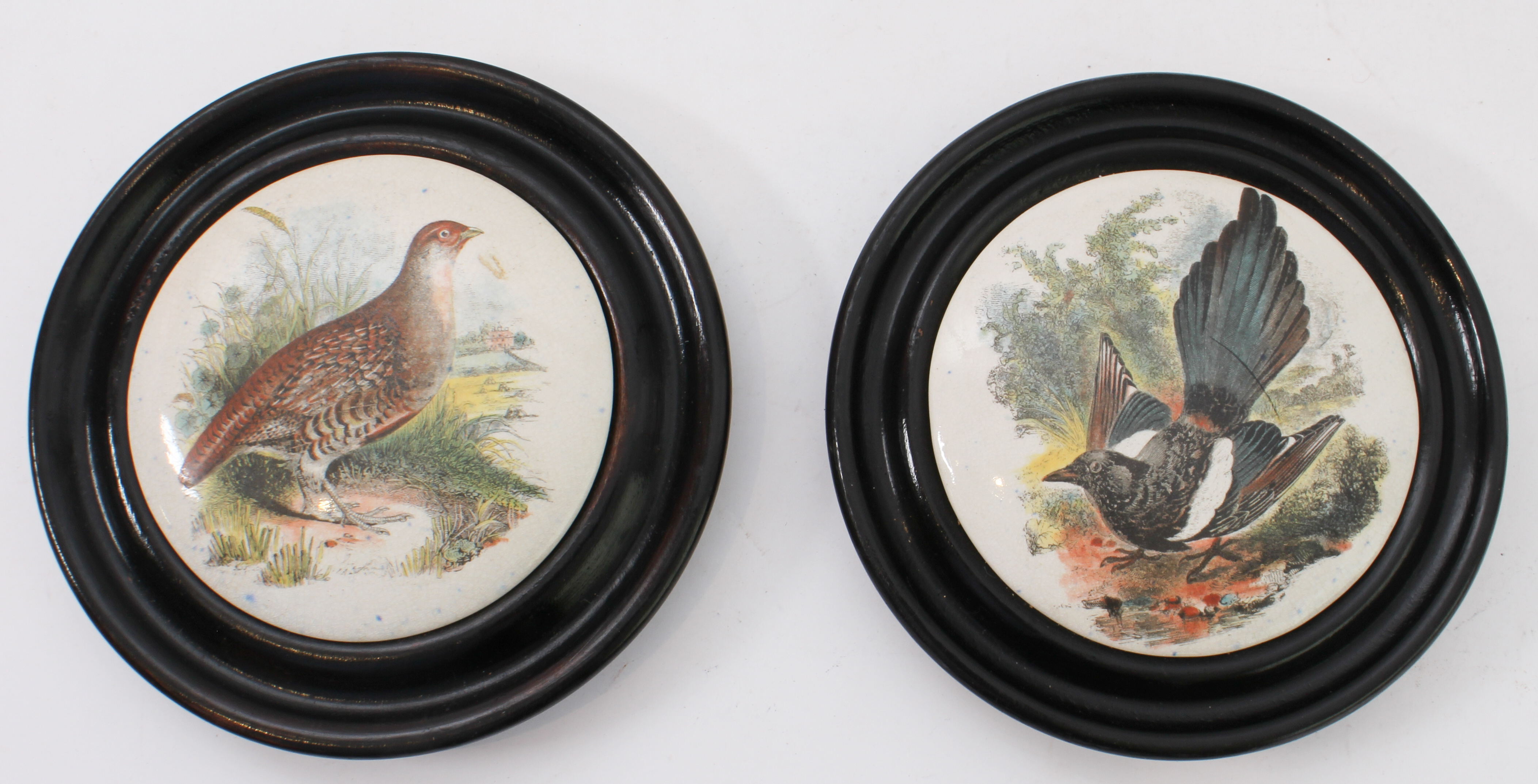 Nine late 19th to early 20th century ceramic pot lids: 1. six depicting various birds and animals, - Image 2 of 9