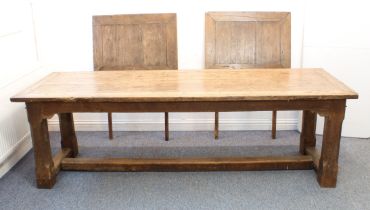 An 18th century oak refectory table (with restorations, reparations and later additions and