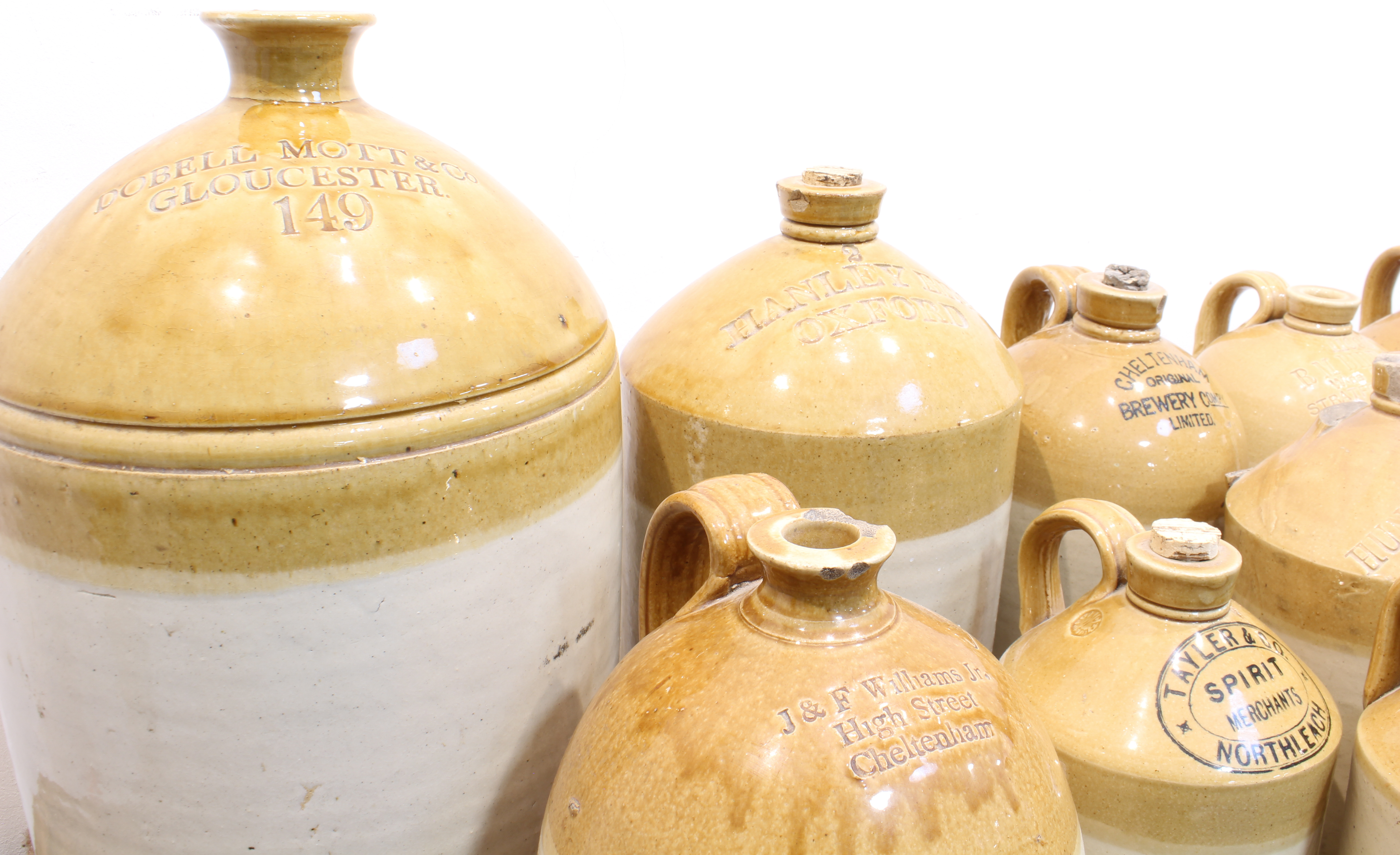 Fourteen late 19th and early 20th century jars and flagons (some with damage) to include: 'Dobell - Image 2 of 26