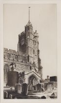 After John Taylor Arms (American 1887-1953) Cavendish Church, Suffolk, etching framed and dated 1944