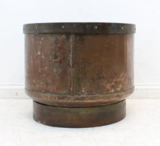 A large 19th century copper with circular iron bound outer rim and recessed circular foot (LH 62 x