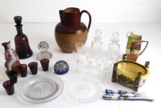 A collection of 19th and early 20th century ceramics and glass - including a large Doulton Lambeth