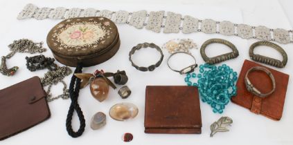 A small collection of vintage costume, silver and white-metal jewellery - together with a 1930s