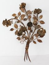 A gilt metal wall appliqué in the form of a bouquet of roses - probably French, second quarter