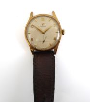 A mid-1950s 9ct gold cased Omega gents manual wind wrist watch - the Dennison case hallmarked