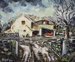 Brian Rice (British, b. 1936) 'Somerset Farm House'  oil on board, signed 'Rice 71' (l.l.), titled