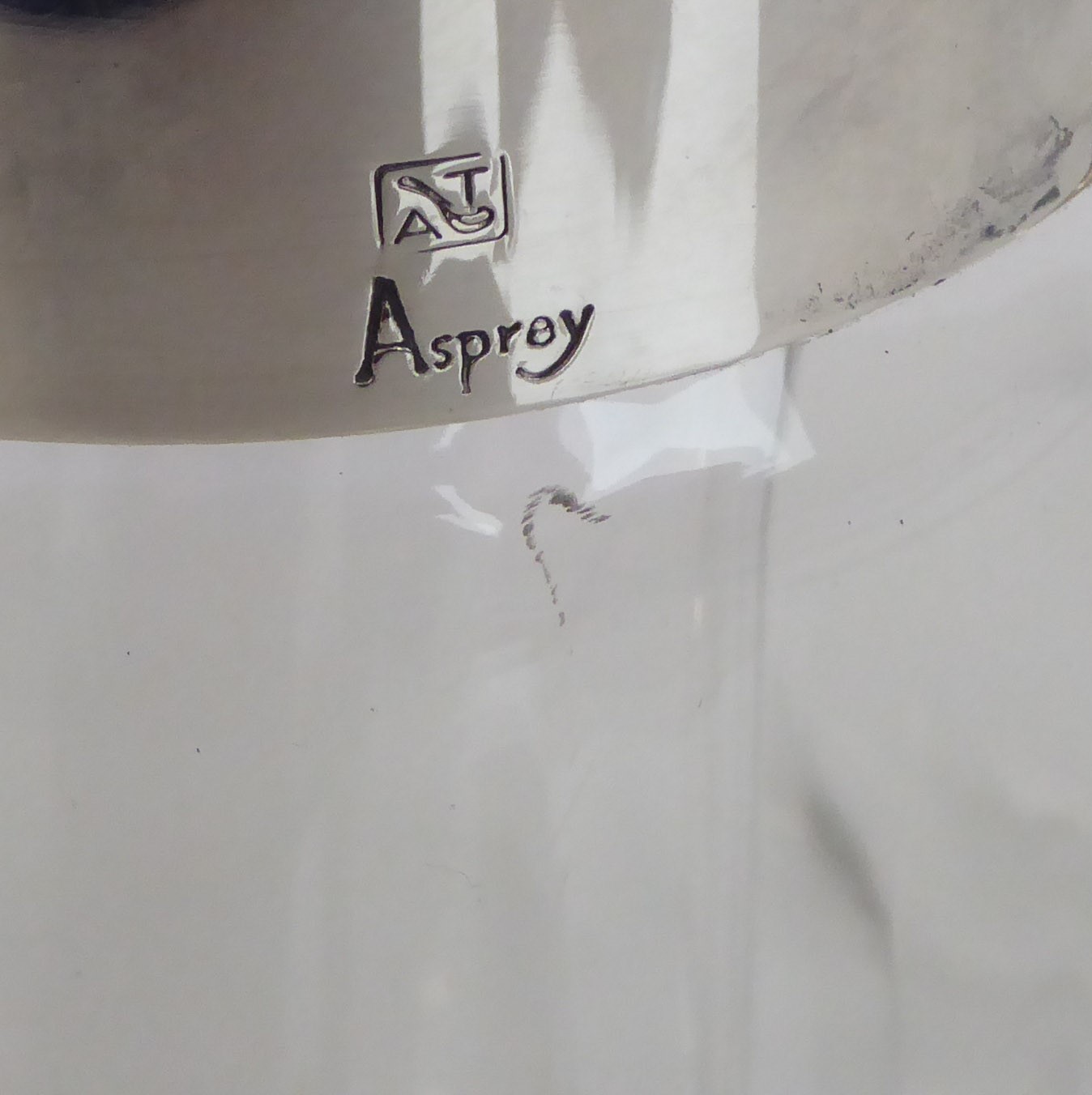 A large silver-plated glass wine jug with interior glass removable ice compartment marked Asprey. - Image 4 of 4