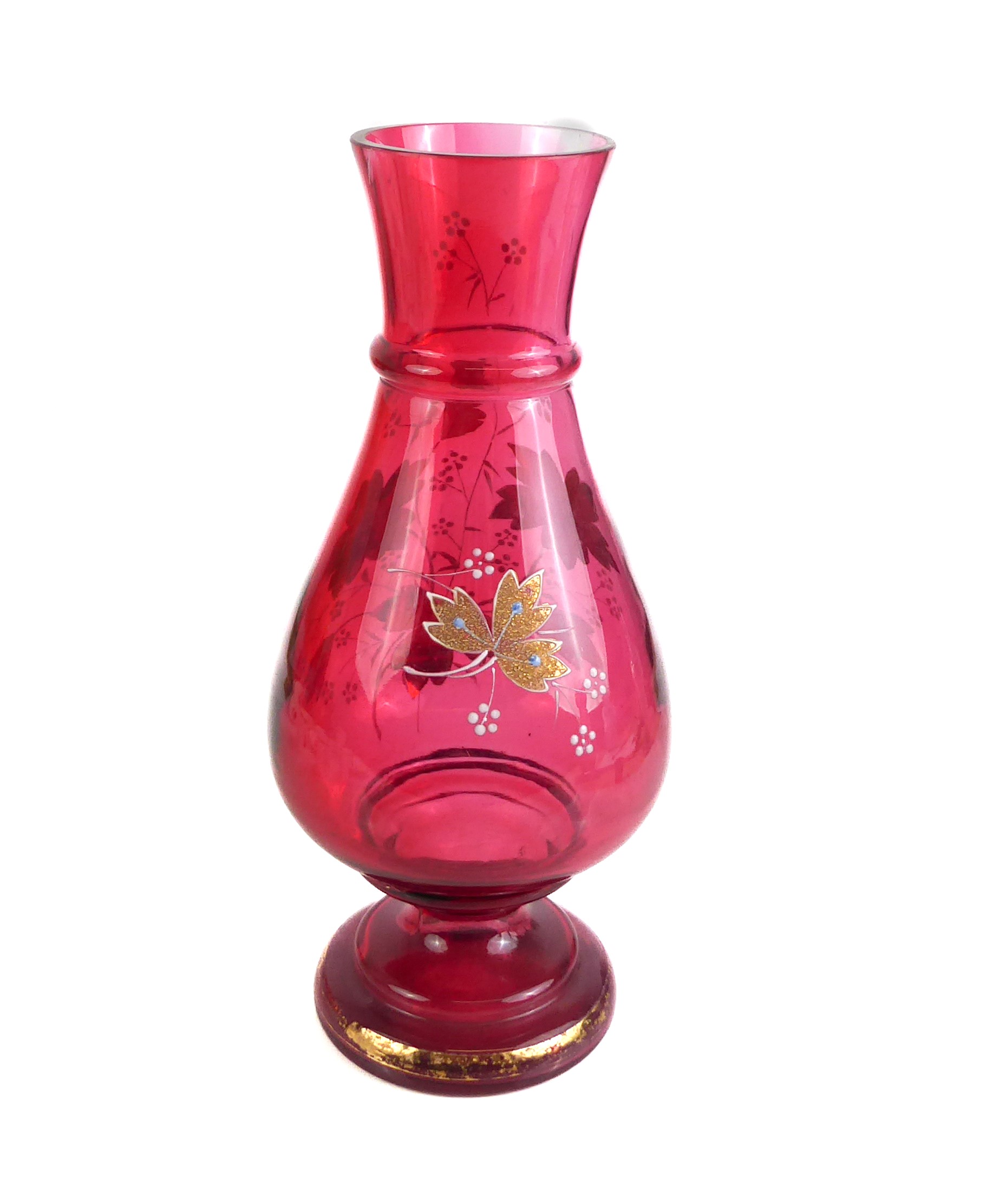 Four pieces of decorative Victorian and Edwardian glass - including a cranberry glass jug with - Image 5 of 9