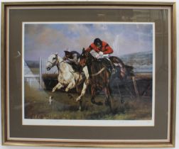 After Graham Isom 'Desert Orchid and Dawn Run - Cheltenham 1984' lithographic print  limited edition