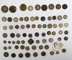 A selection of small silver coins to include two Charles II 1680 Maundy 3ds (Approx. 161 g)