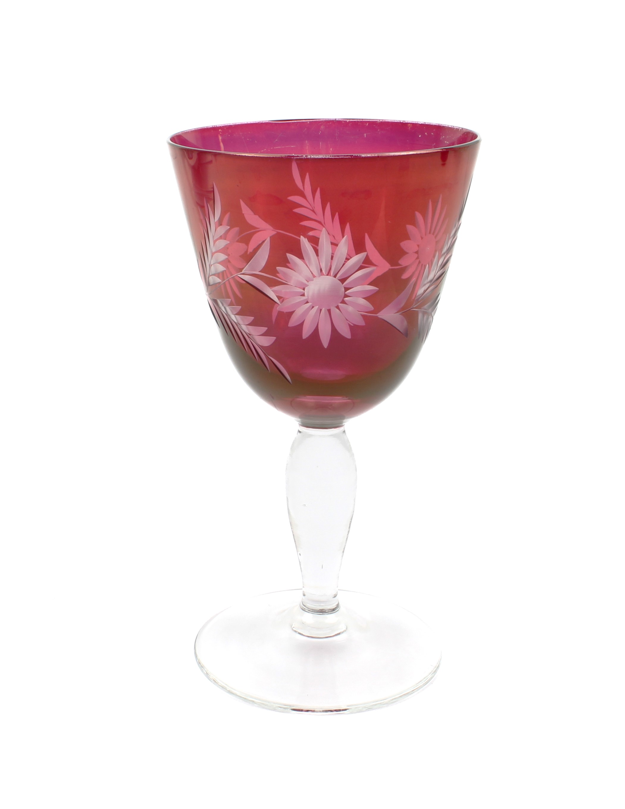 A set of six red overlay wine glasses - Image 9 of 10