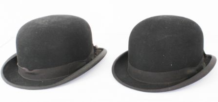 Two bowler hats - one by Lincoln Bennett & Co., 162 Piccadilly, London, internal size 7¾ x 6¼in.;