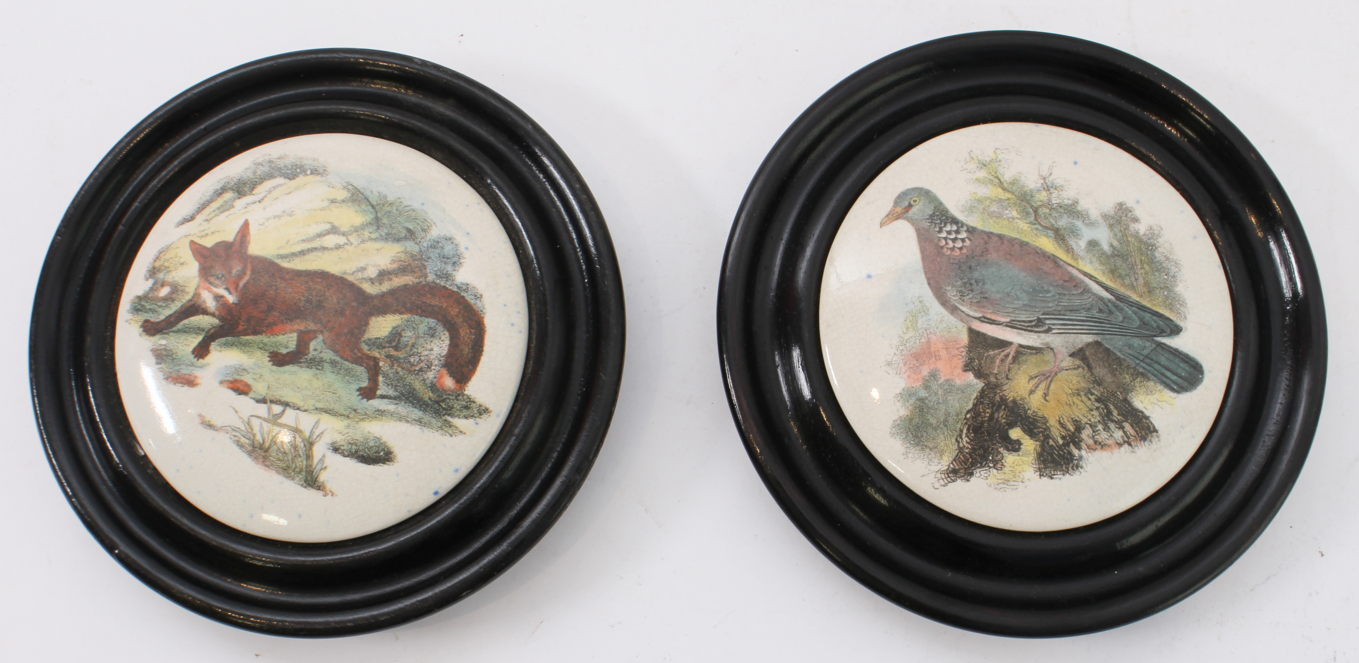 Nine late 19th to early 20th century ceramic pot lids: 1. six depicting various birds and animals, - Image 4 of 9