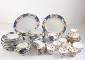 An Aynsley bone china part-tea service decorated with pink roses - green printed factory marks,