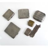 Four silver cigarette cases - with engine-turned and chased decoration, early to mid-20th century;