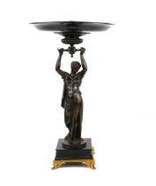 A patinated bronze figural tazza by Jean Jules Salmson (French, 1823-1902) - the female classical