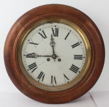 A French farmhouse wall clock - early 20th century, with walnut and pine case and painted white