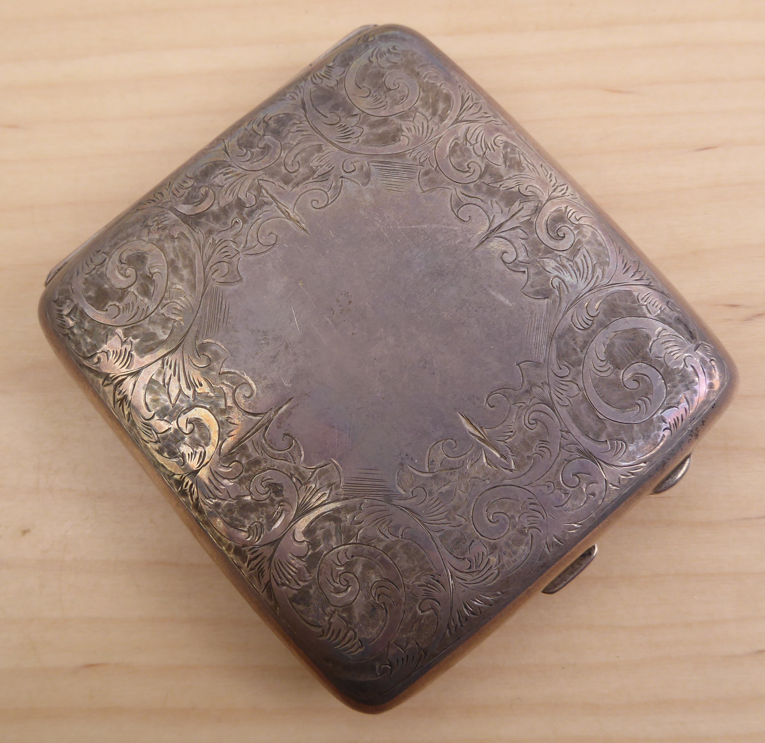 A George VI silver double cigarette case - Charles Edward Turner, Birm. 1941, rectangular with - Image 4 of 8