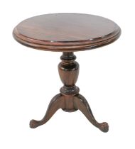 A circular-topped Anglo-Indian/Burmese hardwood and line strung occasional table: moulded top