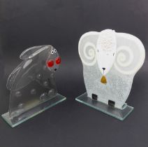 Two Nobile Glassware handmade fused glass sculptures - modelled by Aneta Pawtowska, comprising a