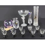 A small collection of glass ware - comprising a boxed Royal Doulton cut-glass stem vase; a boxed