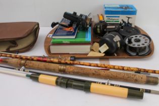 Five reels, three rods, a gaff and three books on fishing: Reels - Shakespeare Alpha 2260-050,