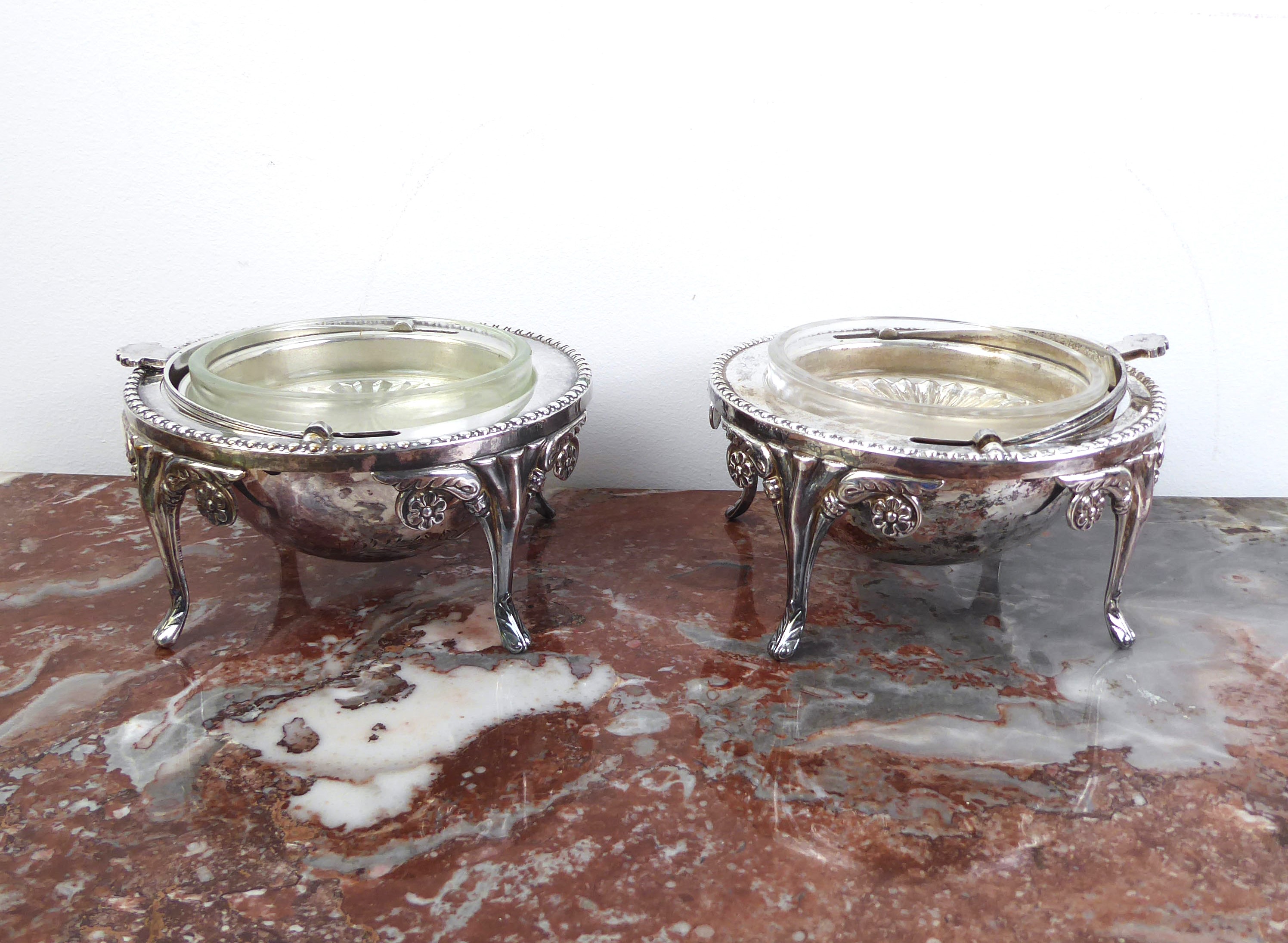 A pair of silver-plated butter dishes - 1930s-40s, with hinged domed covers chased with foliate - Image 2 of 4