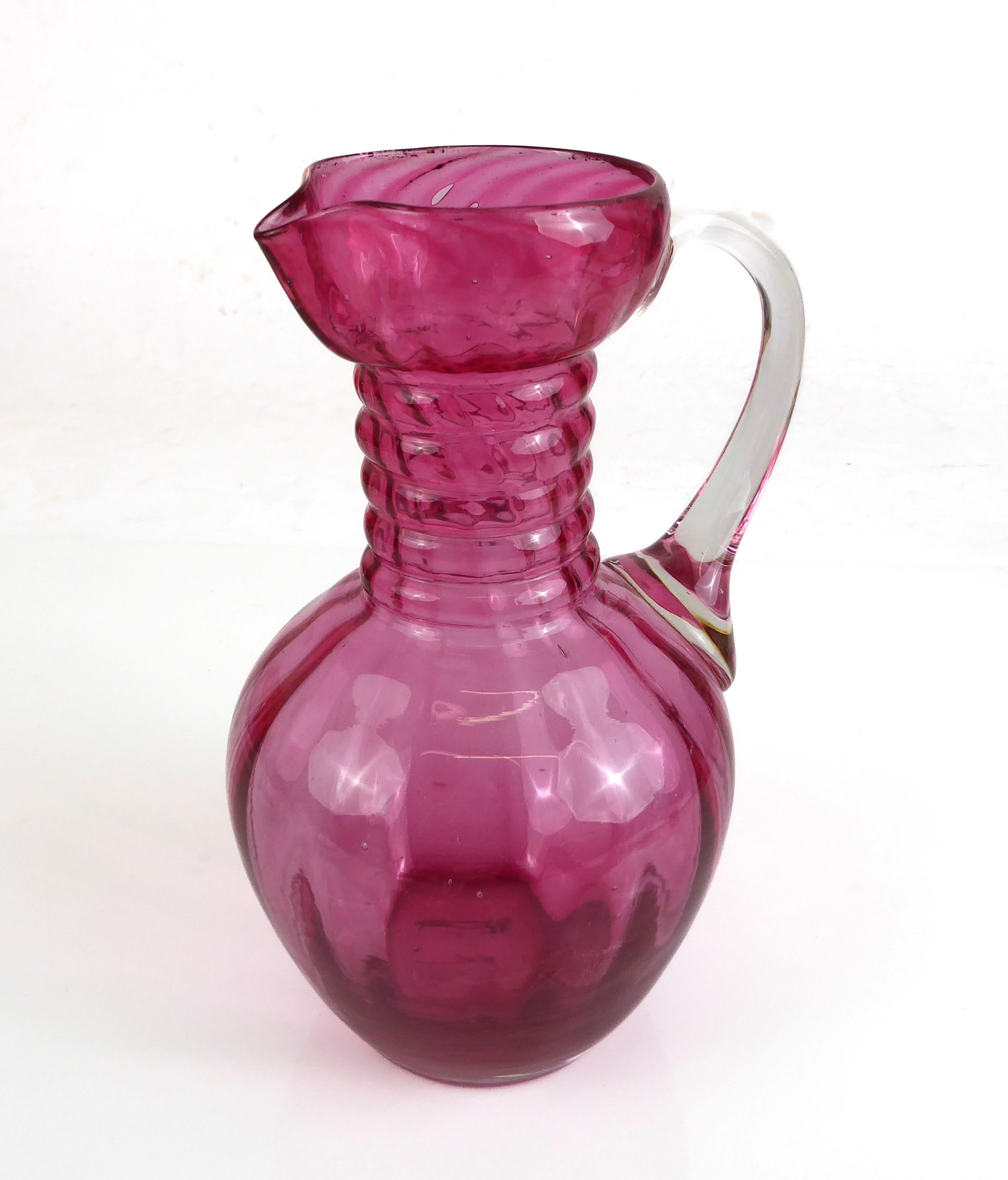 Four pieces of decorative Victorian and Edwardian glass - including a cranberry glass jug with - Image 3 of 9