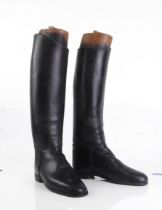 A pair of ladies black leather vintage riding boots by Hawkins (size 6½) with boot trees - 1st