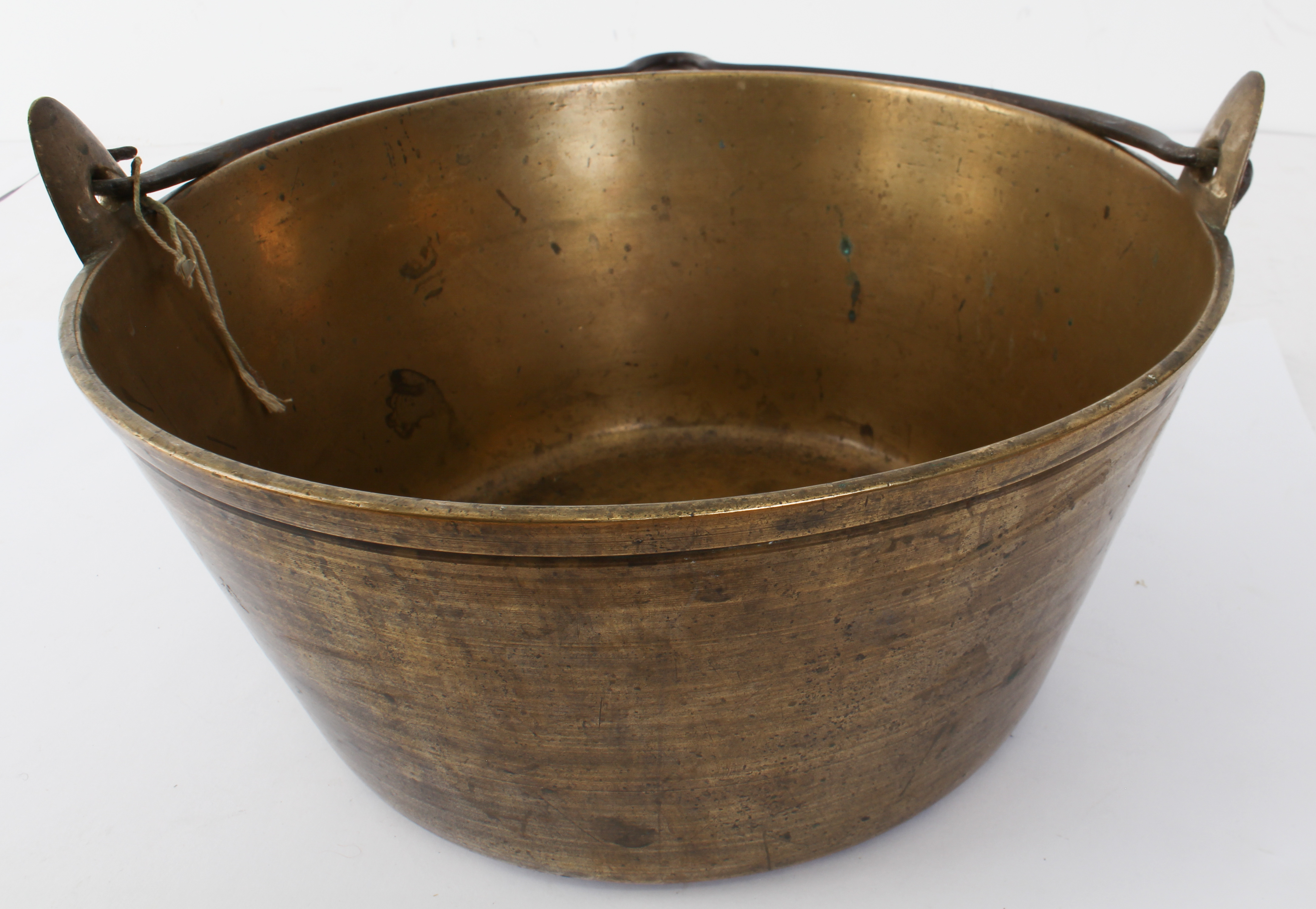 An early 20th century brass preserve pan with swing-handle, together with a set of six cased - Image 3 of 3