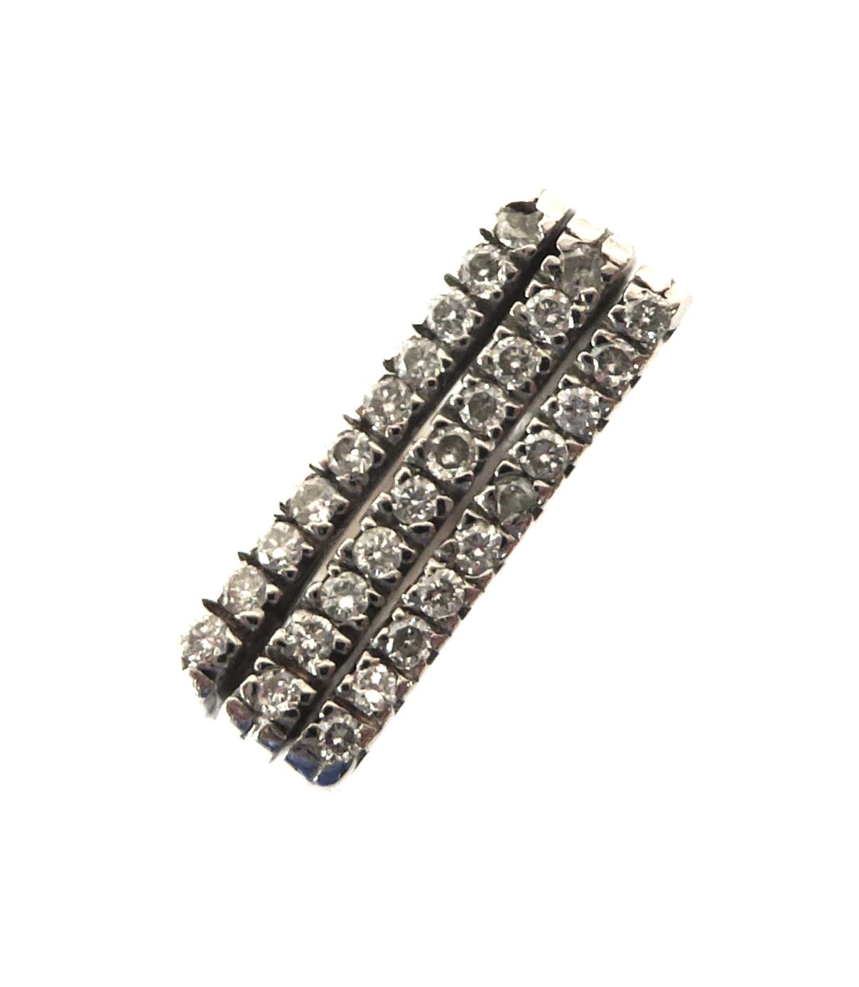 An 18ct white gold and diamond three row ring - marked '750', the slightly concave top set with - Image 2 of 4