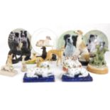 A collection of pottery and resin figurines of whippets and other dogs - including a boxed Border