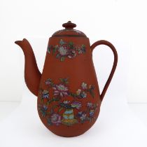 A Chinese Yixing stoneware famille rose enamelled teapot and cover - Qing Dynasty, probably 19th