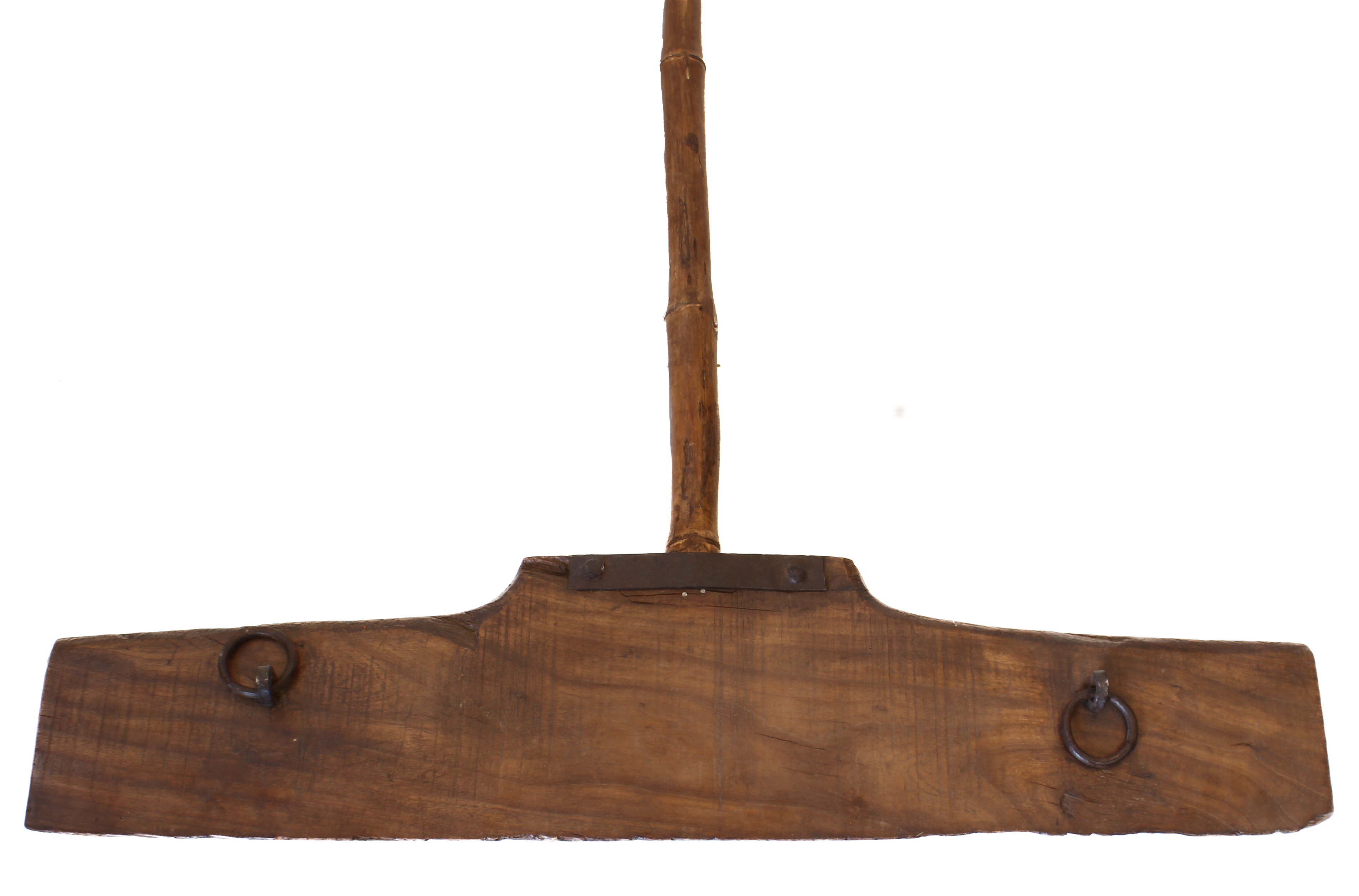 An unusual late 19th or early 20th century Chinese elm and iron-mounted chilli scraper: the bamboo - Image 5 of 5