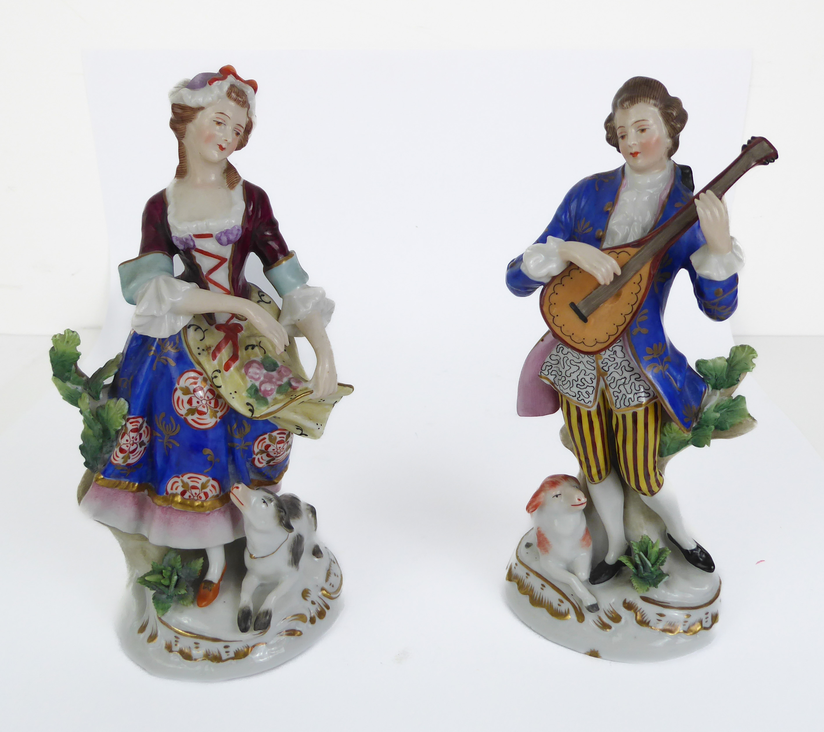 A selection to include a pair of continental porcelain figures of a courting couple, 18cm. high; a - Image 4 of 8
