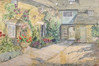 Evelyn Etam (British, 20th century) 'Beau Court, Burford' watercolour, signed and dated '81 lower